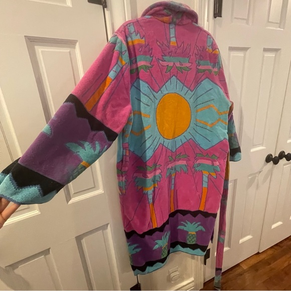 VINTAGE CYPRESS BY JUANA HEAVY COTTON TERRY BATH ROBE SUNRISE PINEAPPLE ONE SIZE - Picture 10 of 16